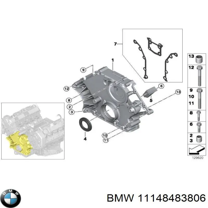Кришка двигуна передня BMW 11147634754 ціна, від 33.30 USD