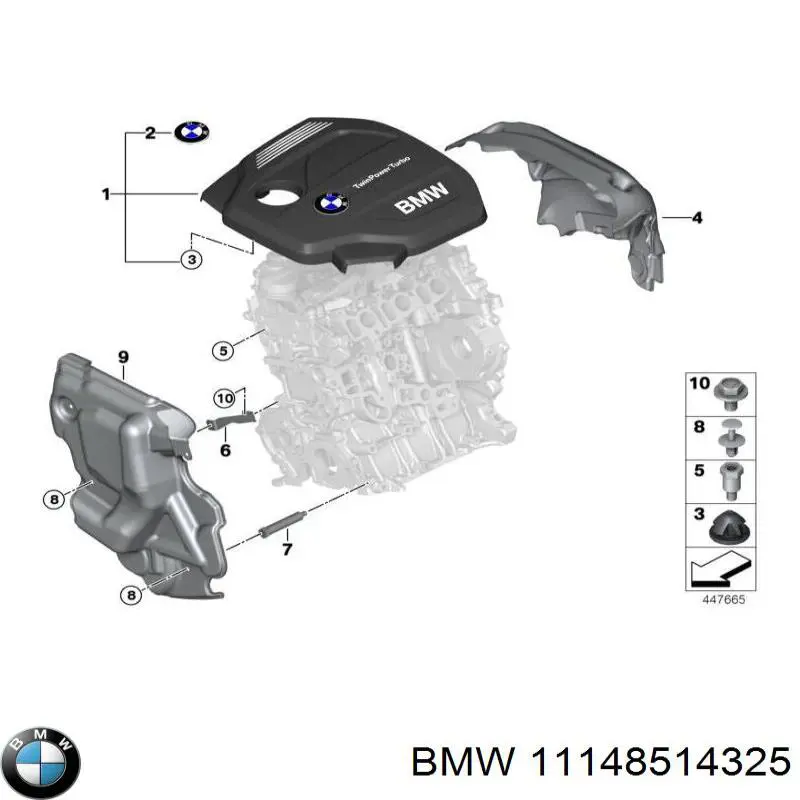 11148514325 BMW Кришка мотора передня