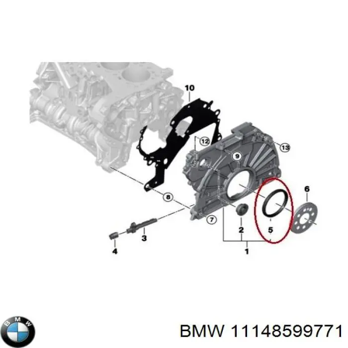 11148599771 BMW Сальник коленвала корінний