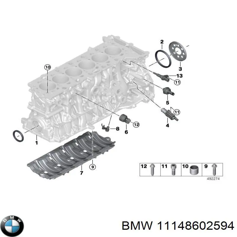 Сальник колінвала двигуна, передній 11148602594 BMW