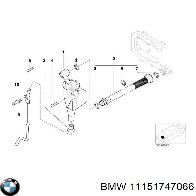 11151747066 BMW клапан pcv (вентиляції картерних газів)