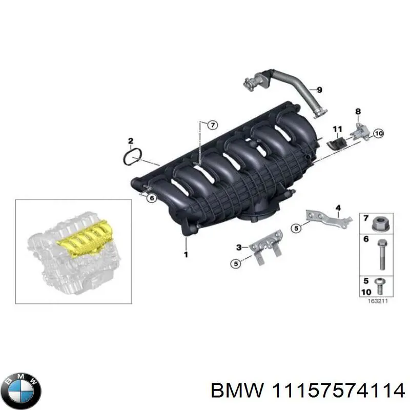 11157574114 BMW Шланг повітряний вентиляції картера