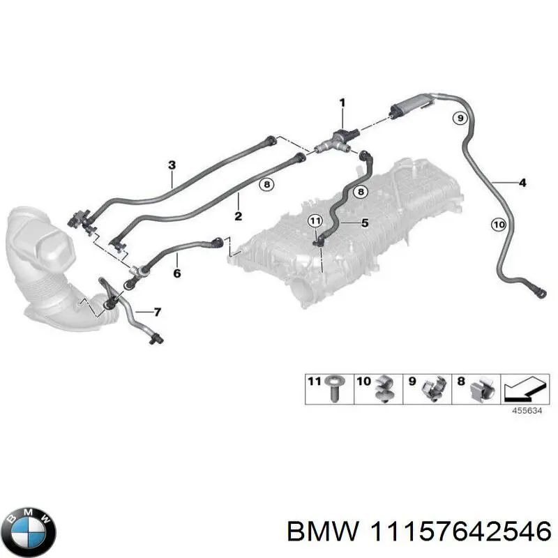 Патрубок вентиляції картера, масловіддільника 11157642546 BMW