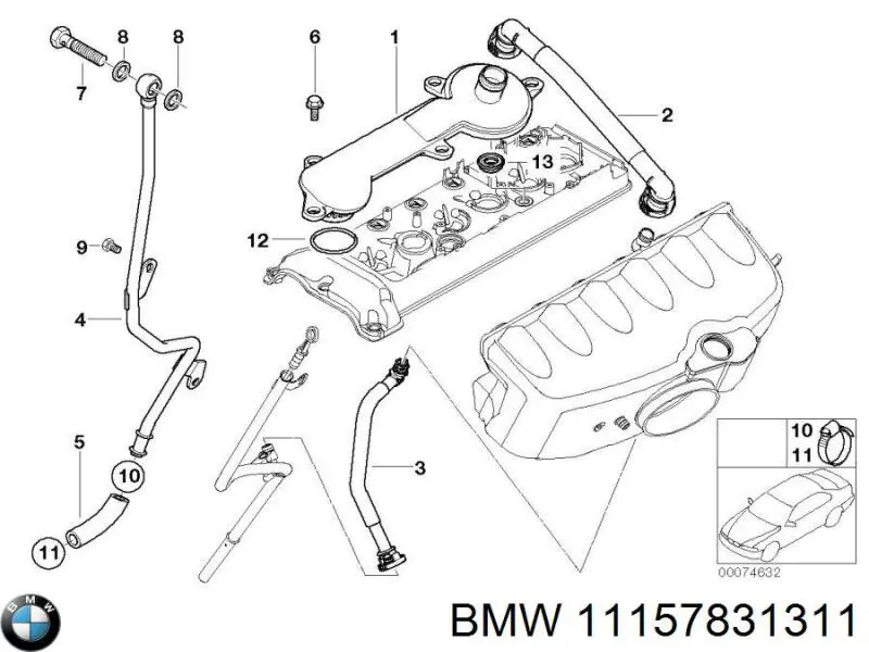 11157831311 BMW Шланг повітряний вентиляції картера