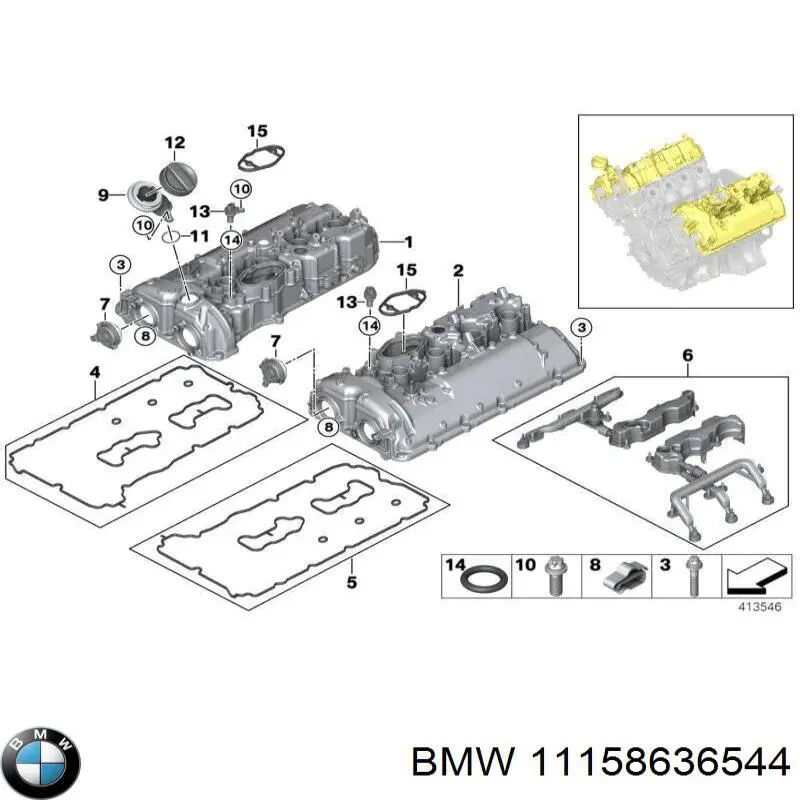 Масловіддільник / сепаратор системи вентиляції картера BMW 11158636544 ціна, від 101.33 USD