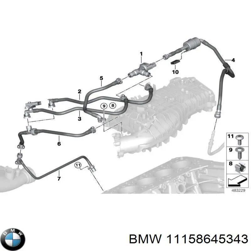 Купити 8645343 BMW Шланг для видалення повітря
