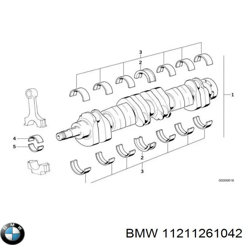 11211261041 BMW Вкладиші колінвала, корінні, комплект, стандарт (STD)