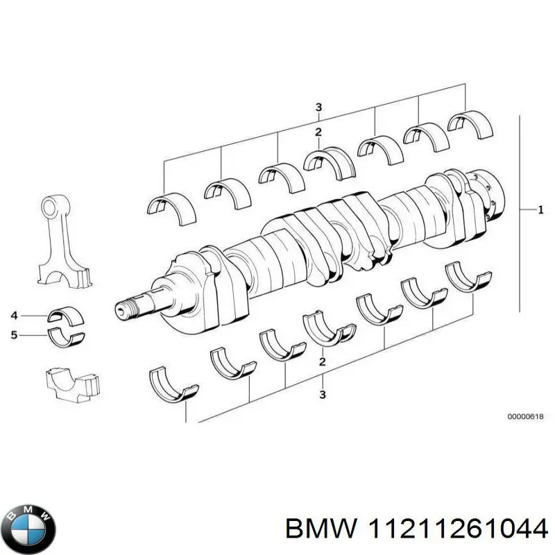 Вкладиші колінвала, шатунні, комплект, 1-й ремонт (+0,25) BMW 11211261044 ціна, від 73.59 USD