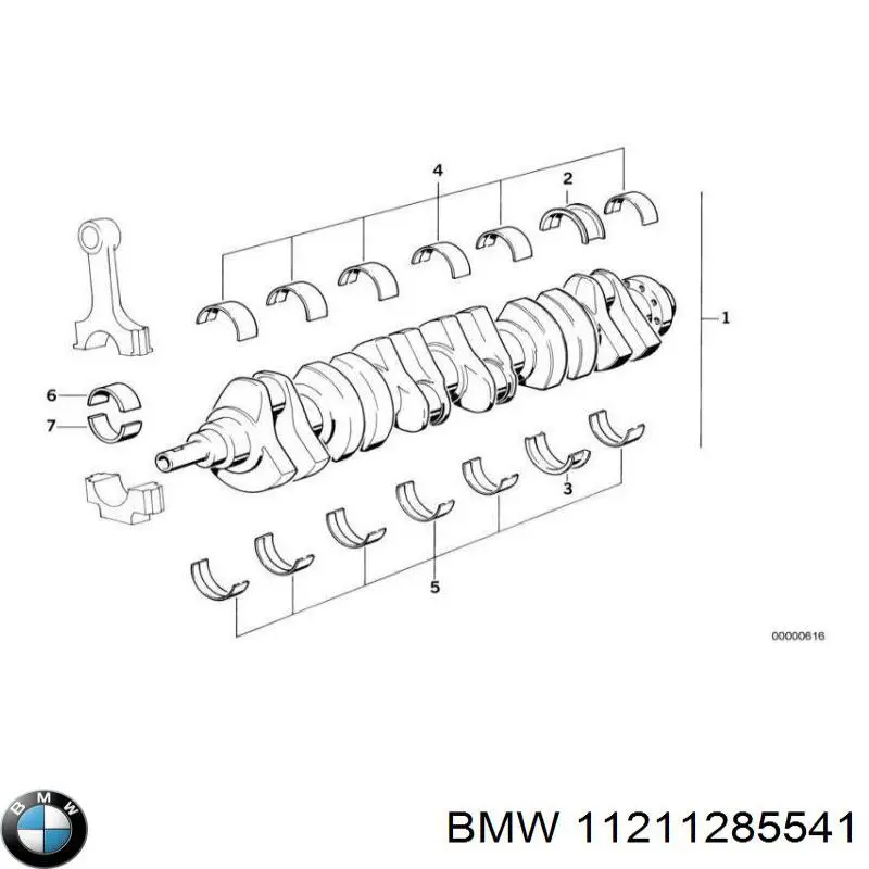 11211285541 BMW вкладиші колінвала, корінні, комплект, стандарт (std)