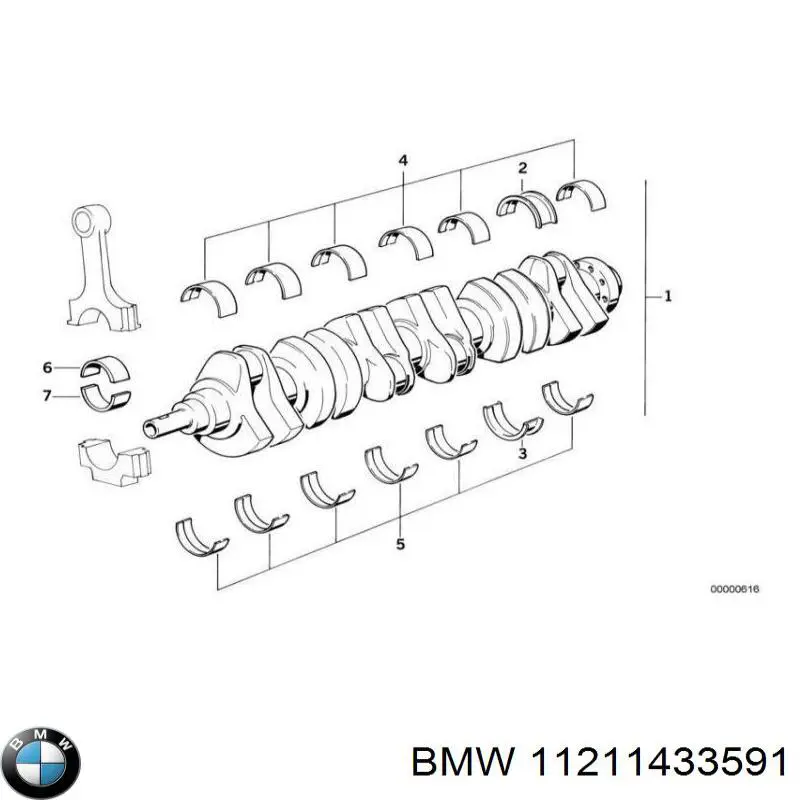 Колінвал двигуна 11211433591 BMW