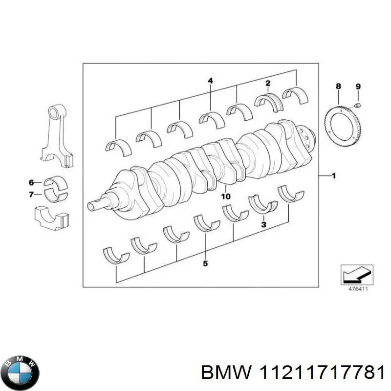 Купити 11211717781 BMW Вкладиші колінвала, корінні, комплект, 1-й ремонт (+0,25)