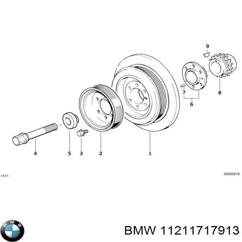 Зірочка приводу коленвала двигуна BMW 11211717913 ціна, від 74.20 USD