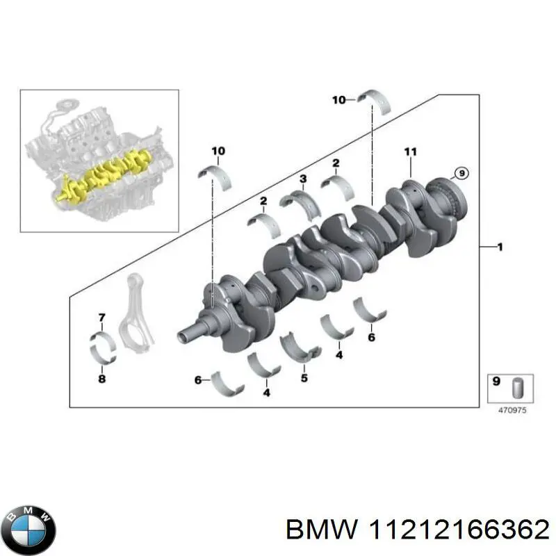 Колінвал двигуна 11217512876 BMW