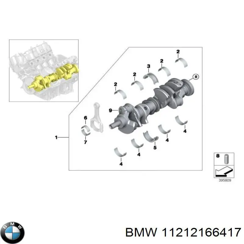 Колінвал двигуна 11212166417 BMW