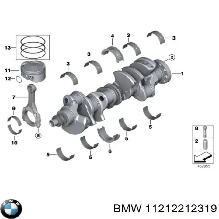 Вал колінчастий і маховик BMW 11217620982 ціна, від 570.12 USD