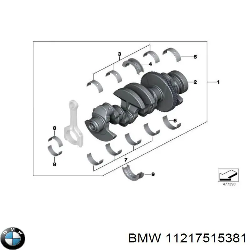 11217515381 BMW вкладиші колінвала, корінні, комплект, 1-й ремонт (+0,25)