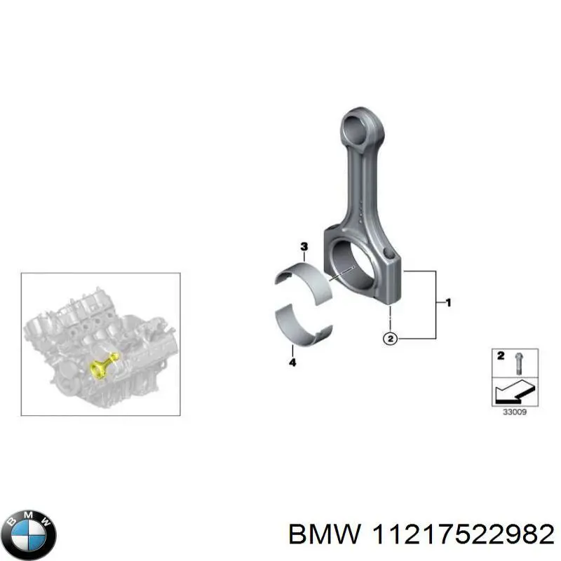 11217522982 BMW вкладиші колінвала, корінні, комплект, стандарт (std)