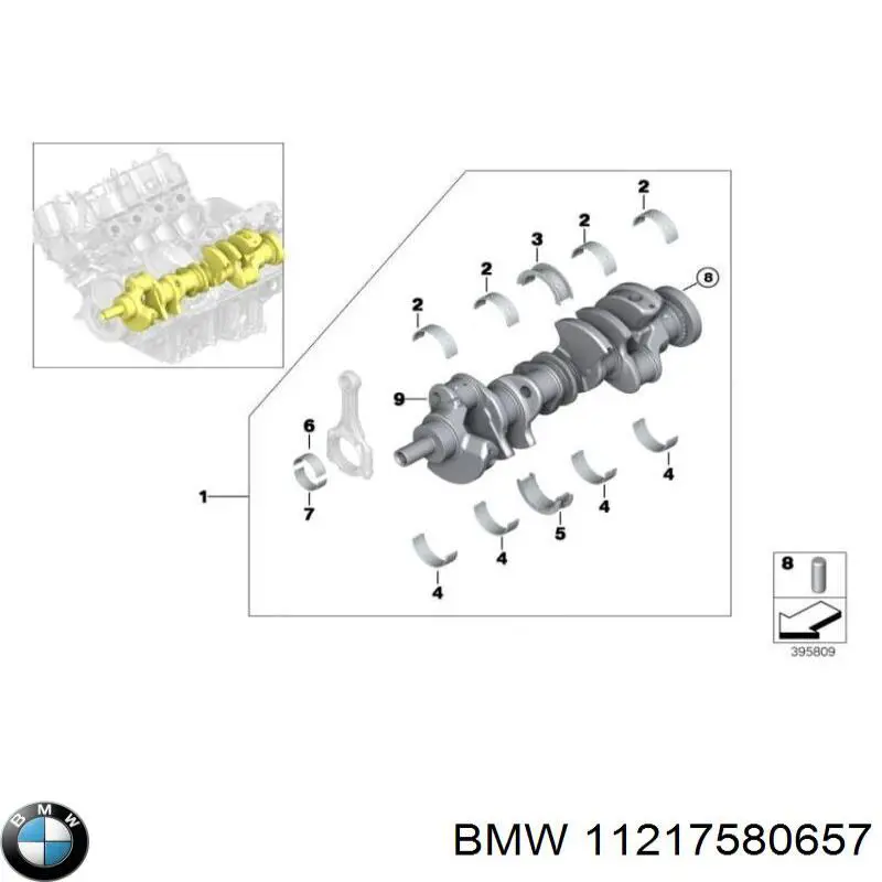 11217580656 BMW Комплект підшипників ковзання коленвалу