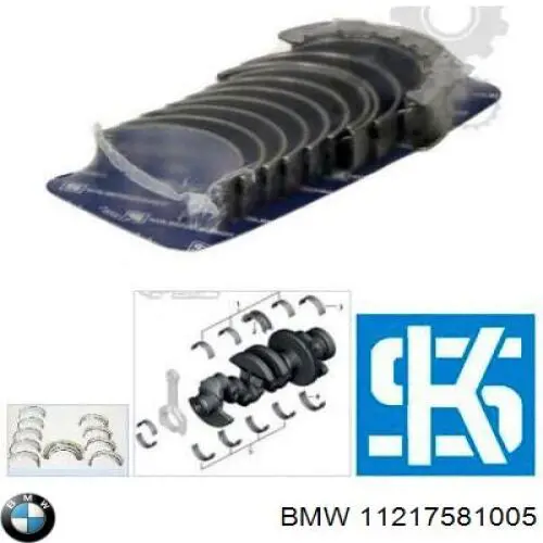 Вкладиші колінвала, корінні, комплект, 1-й ремонт (+0,25) 11217581005 BMW