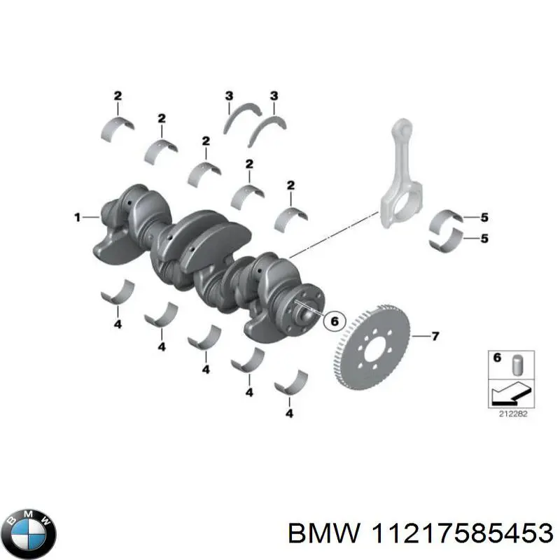 Вкладиші колінвала, корінні, комплект, 1-й ремонт (+0,25) 11217585453 BMW