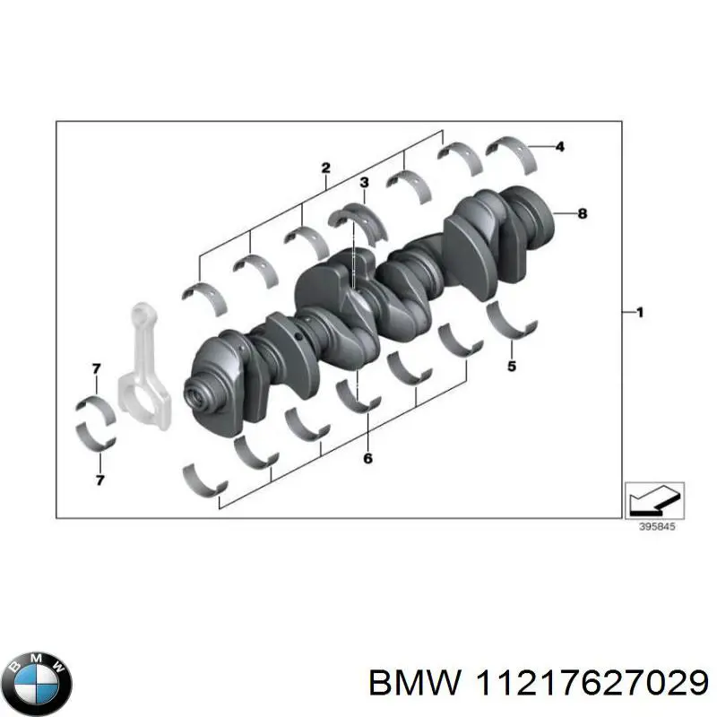 Вкладиші колінвала, корінні, комплект, 1-й ремонт (+0,25) 11217627029 BMW