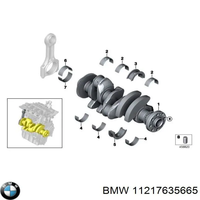 Вкладиші колінвала, шатунні, комплект, 1-й ремонт (+0,25) BMW 11217635665 ціна, від 52.05 USD