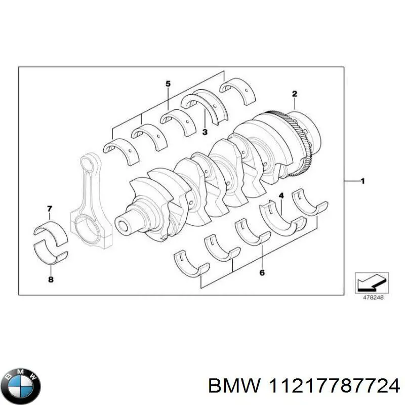 Вкладиші колінвала, шатунні, комплект, 1-й ремонт (+0,25) BMW 11217787724 ціна, від 51.49 USD
