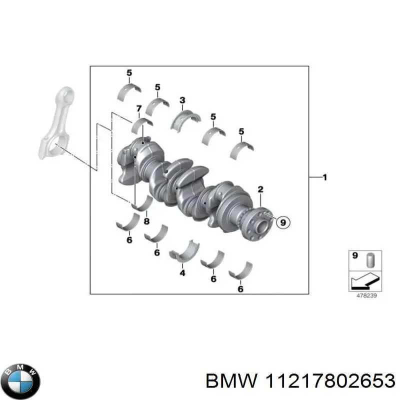 11217802653 BMW вкладиші колінвала, корінні, комплект, стандарт (std)