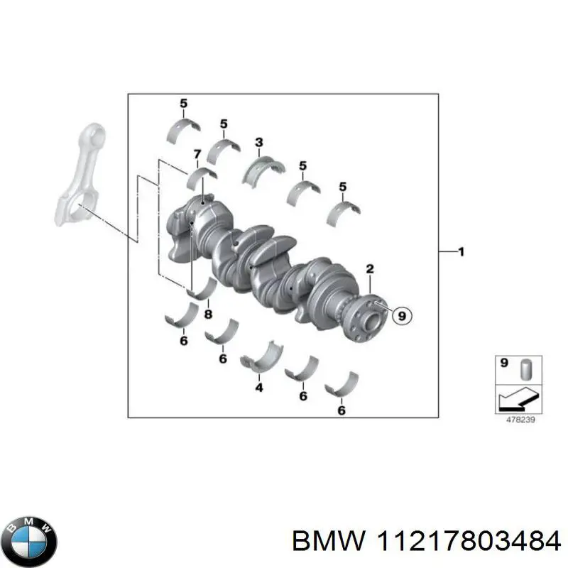 Вкладиші колінвала, корінні, комплект, 1-й ремонт (+0,25) 11217803484 BMW