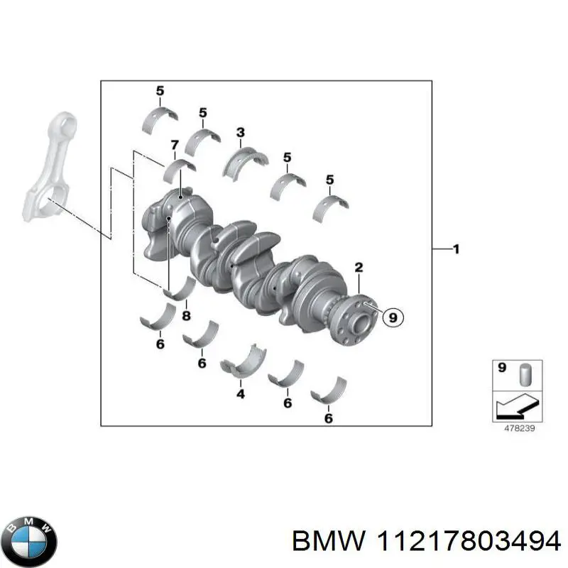 Вкладиші колінвала, корінні, комплект, 1-й ремонт (+0,25) 11217803494 BMW