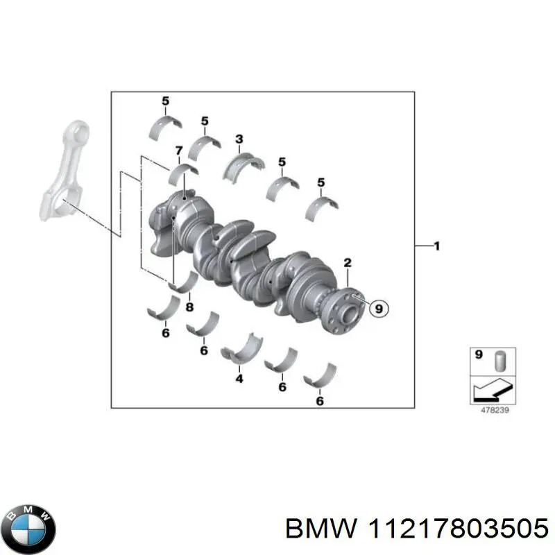 11217803505 BMW вкладиші колінвала, корінні, комплект, 2-й ремонт (+0,50)