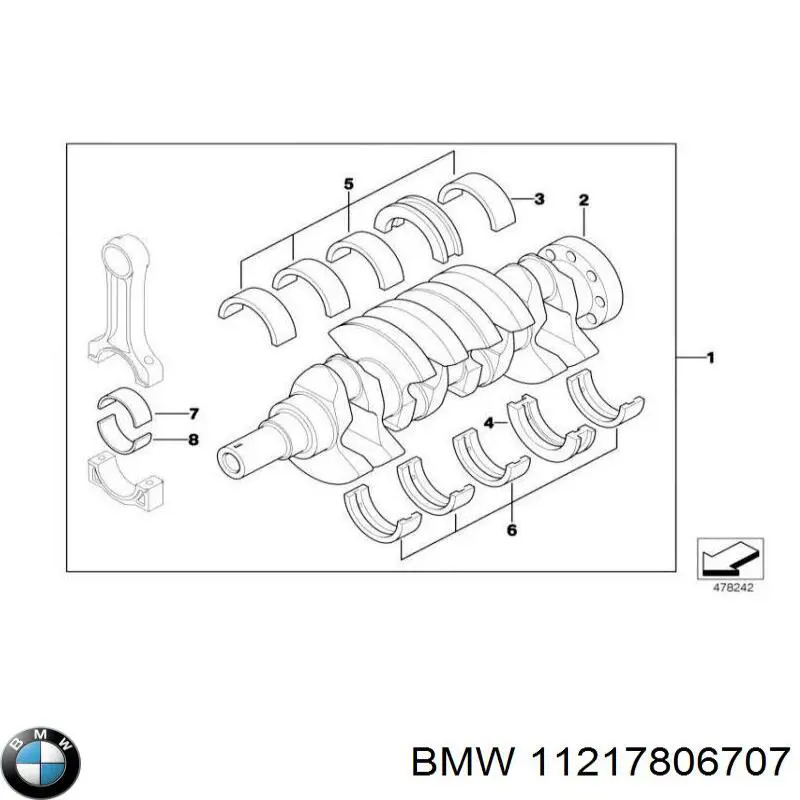 Колінвал двигуна 11217806707 BMW