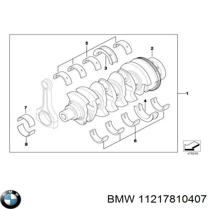 Купити 7810407 BMW Вкладиші колінвала, корінні, комплект, 1-й ремонт (+0,25)