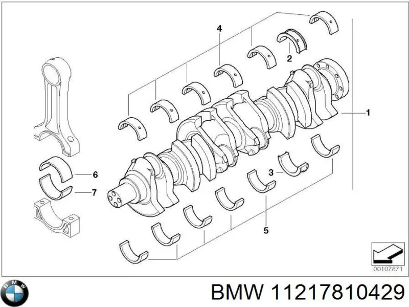 11217810429 BMW вкладиші колінвала, корінні, комплект, стандарт (std)