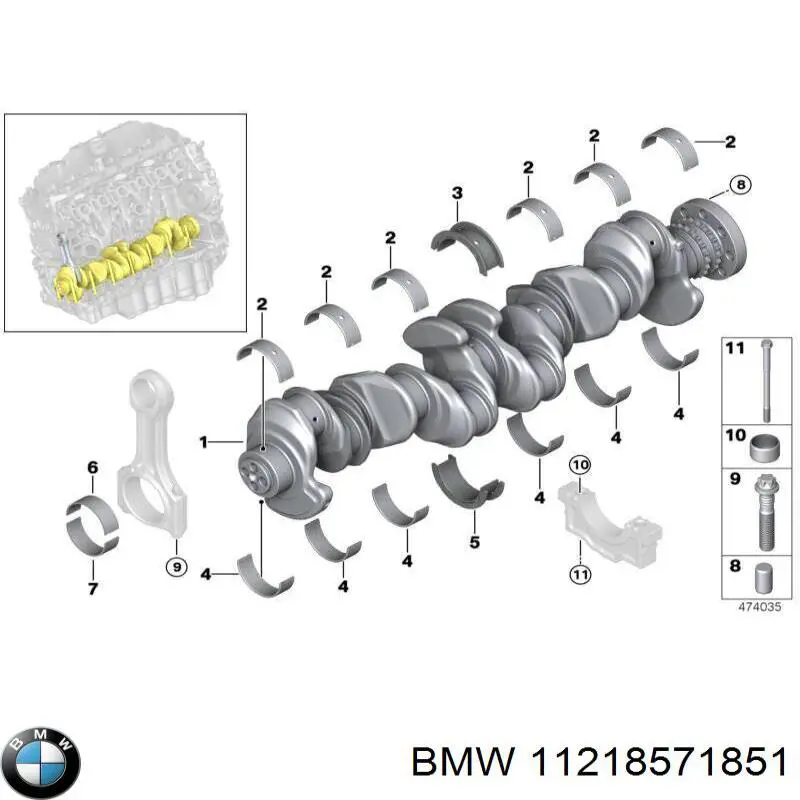 Колінвал двигуна 11218571851 BMW