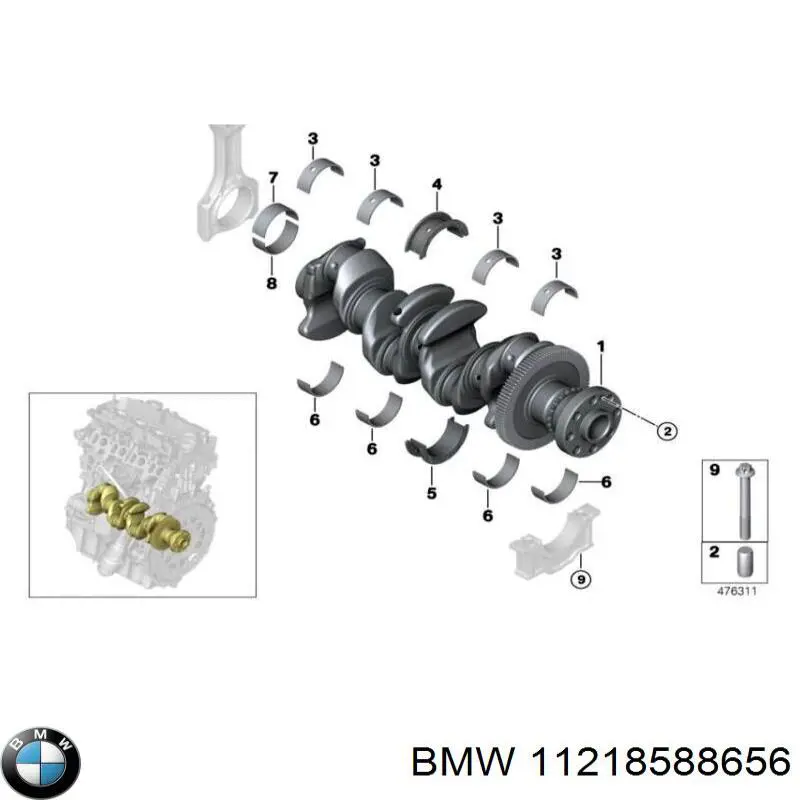 11218588656 BMW Комплект підшипників ковзання коленвалу