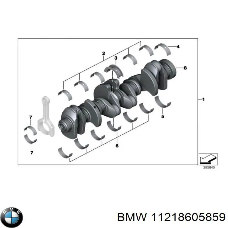 Вкладиші колінвала, корінні, комплект, 1-й ремонт (+0,25) 11218605859 BMW