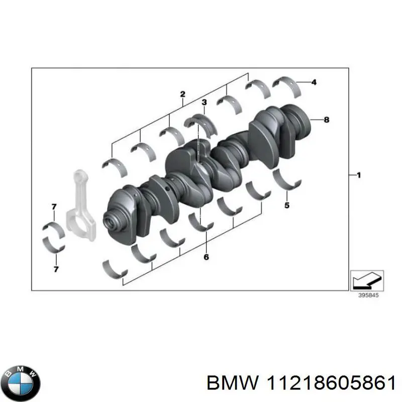 Вкладиші коленвала, корінні, комплект, 1-й ремонт (+0,25) BMW 11218605861 ціна, від 57.95 USD