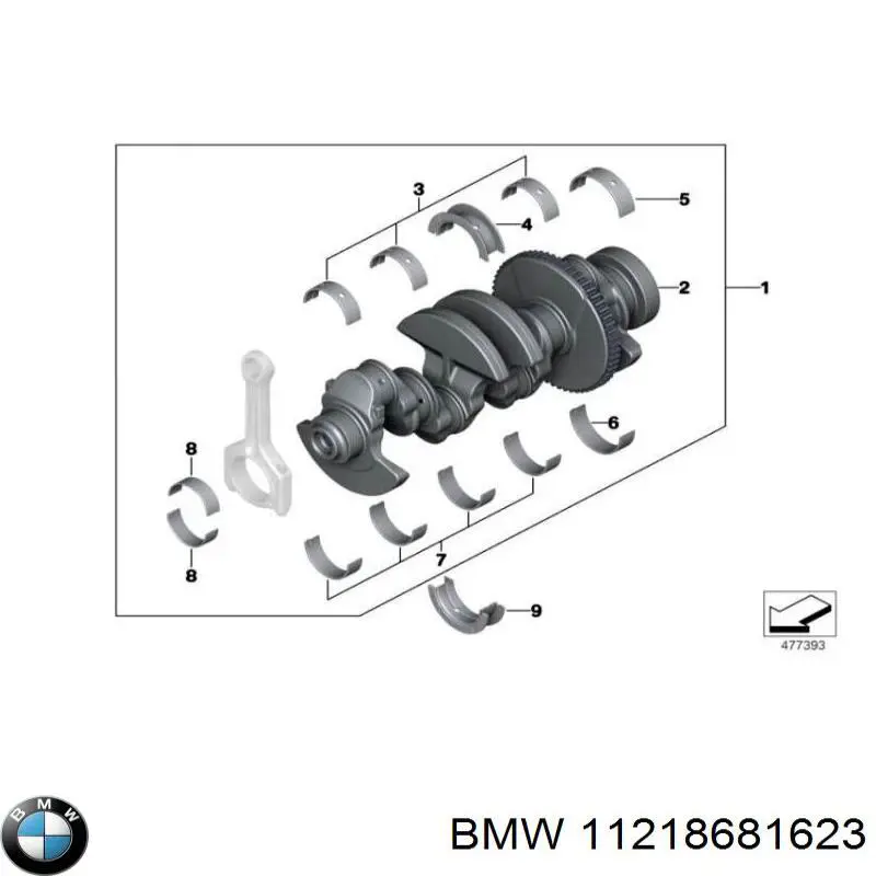 Вал колінчастий і маховик BMW 11218681623 ціна, від 253.32 USD