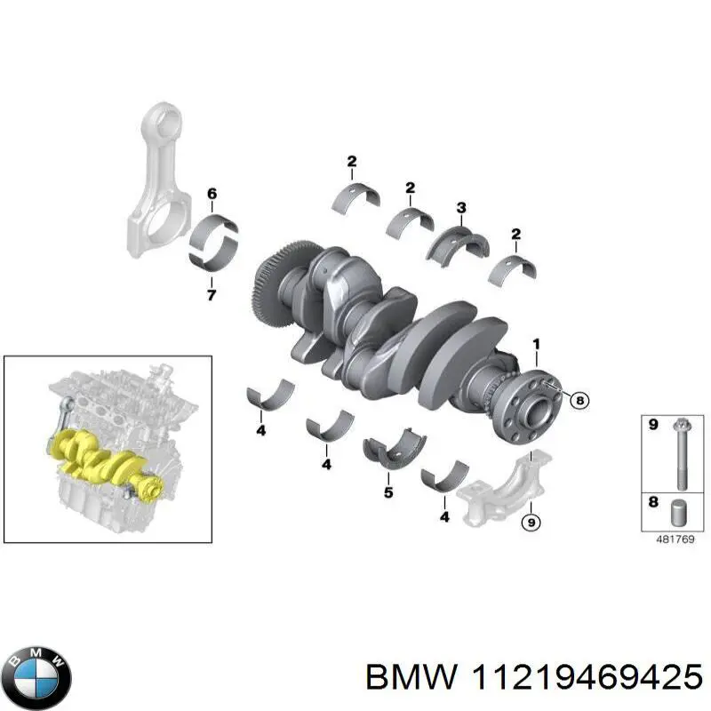 Вкладиші коленвала, корінні, комплект, стандарт (STD) на BMW 3 (F30, F80)