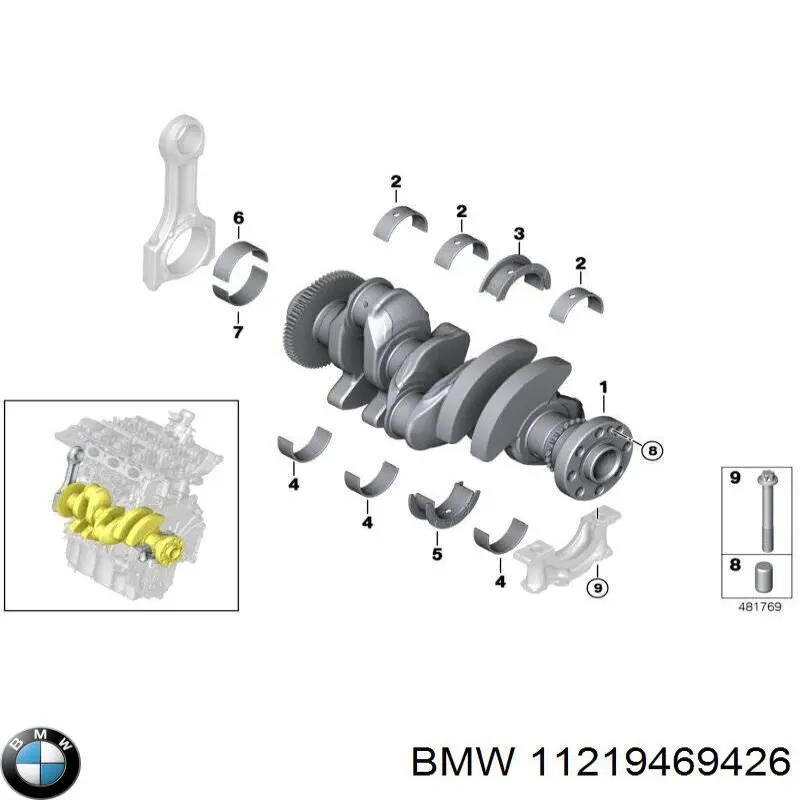 11219469426 BMW Вкладиші коленвала, шатунні, комплект, 1-й ремонт (+0,25)
