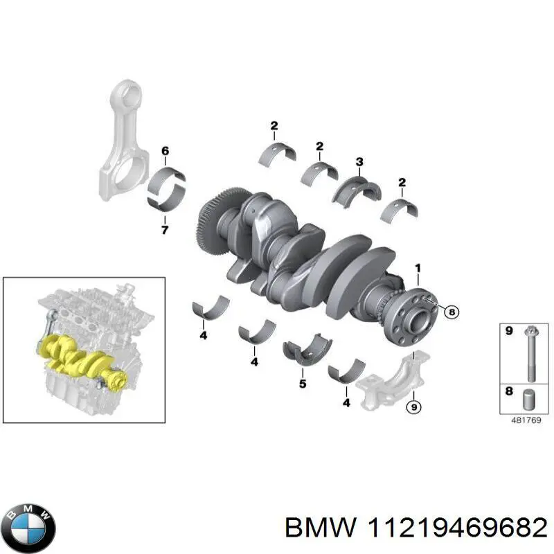 11219469682 BMW Вкладиші коленвала, шатунні, комплект, 1-й ремонт (+0,25)