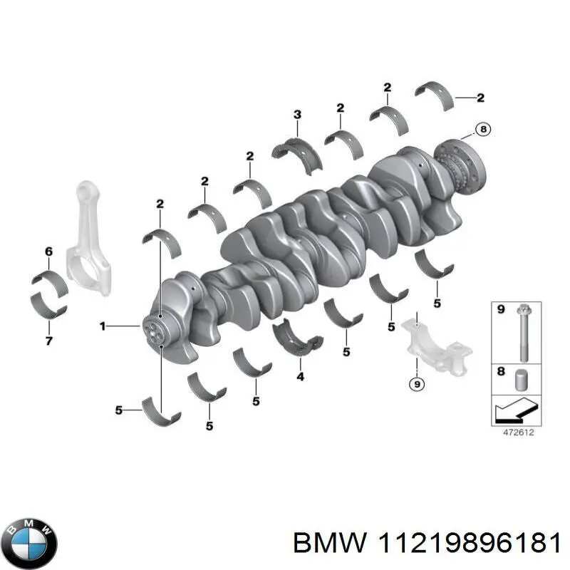 11217643264 BMW Вкладиші коленвала, шатунні, комплект, 1-й ремонт (+0,25)