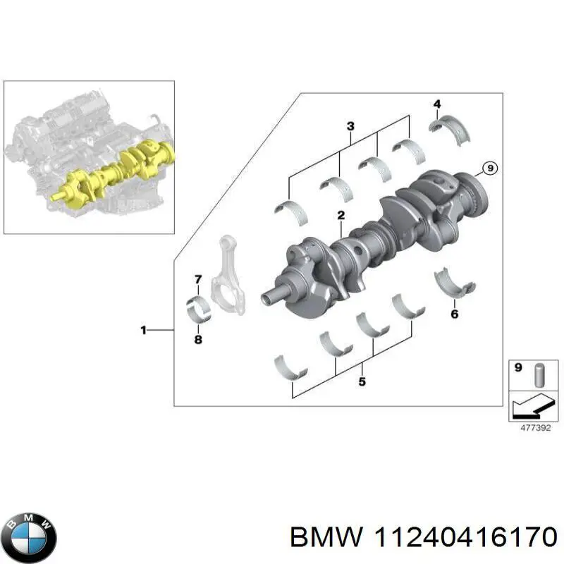 Шатунні вклалиші колінвала STD BMW 11241438928 ціна, від 59.96 USD