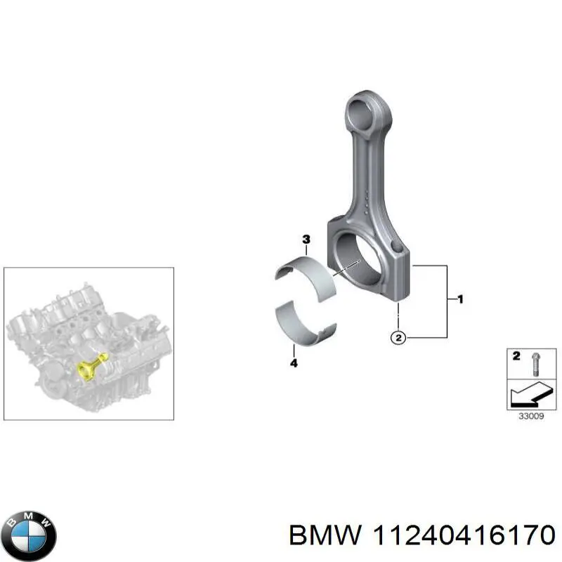 11240416170 BMW вкладиші колінвала, шатунні, комплект, стандарт (std)