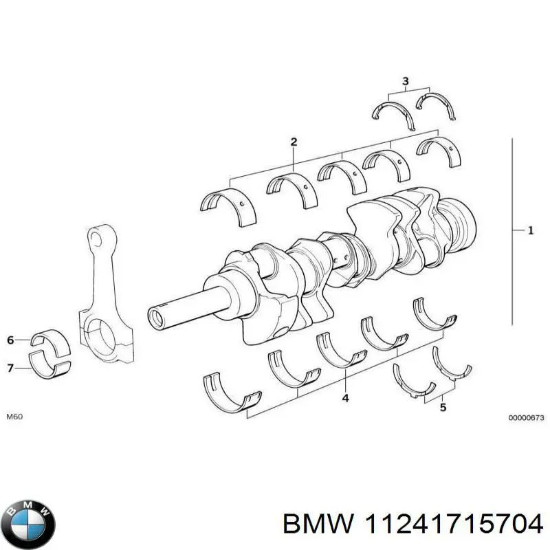11241715704 BMW Вкладиші коленвала, шатунні, комплект, 2-й ремонт (+0,50)