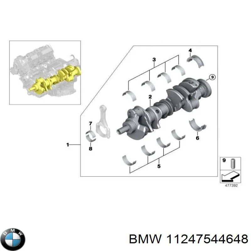 11247544648 BMW вкладиші колінвала, шатунні, комплект, стандарт (std)