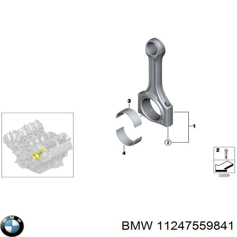 11247559841 BMW Вкладиші коленвала, шатунні, комплект, 1-й ремонт (+0,25)