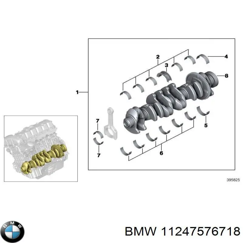11247576718 BMW вкладиші колінвала, корінні, комплект, 1-й ремонт (+0,25)