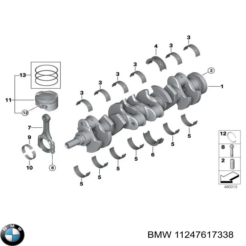 Шатунні вкладиші колінчастого вала на BMW 8 (G15, F92)